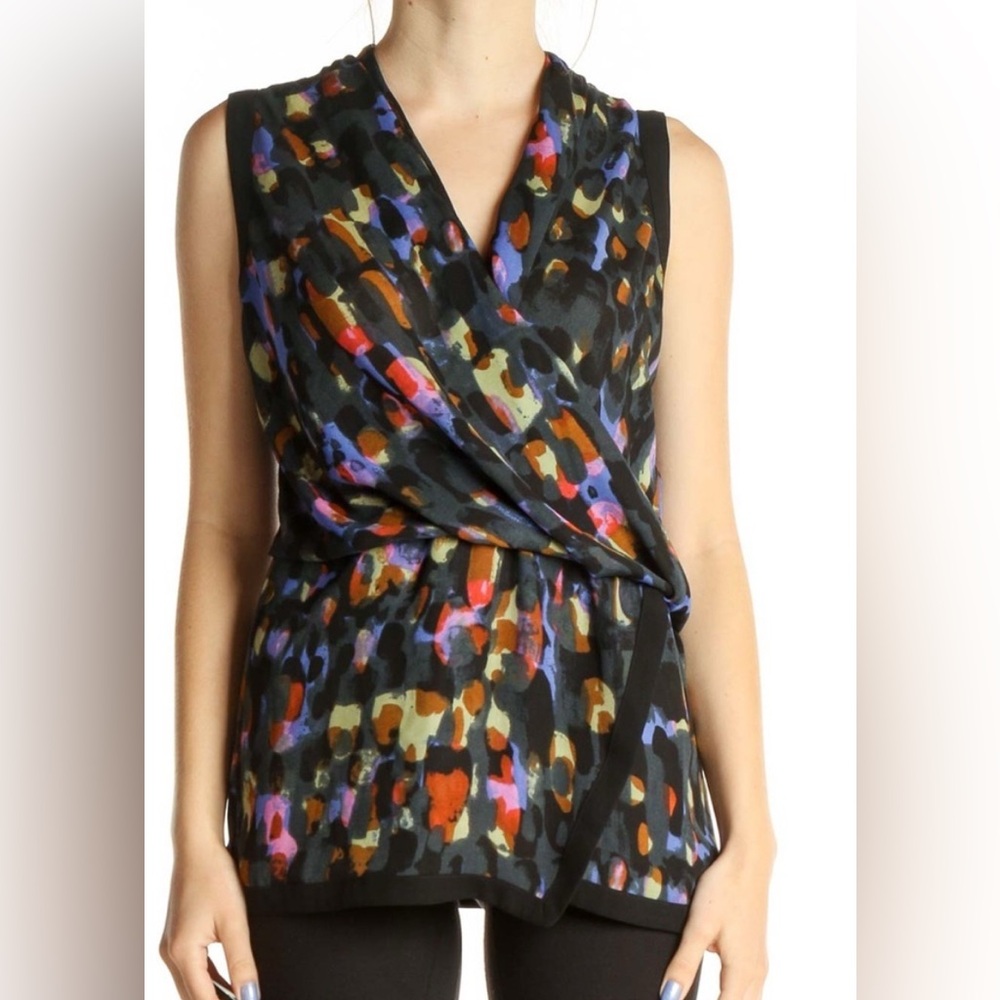 CAbi Flaunt Faux Wrap Multicolor Sleeveless Top